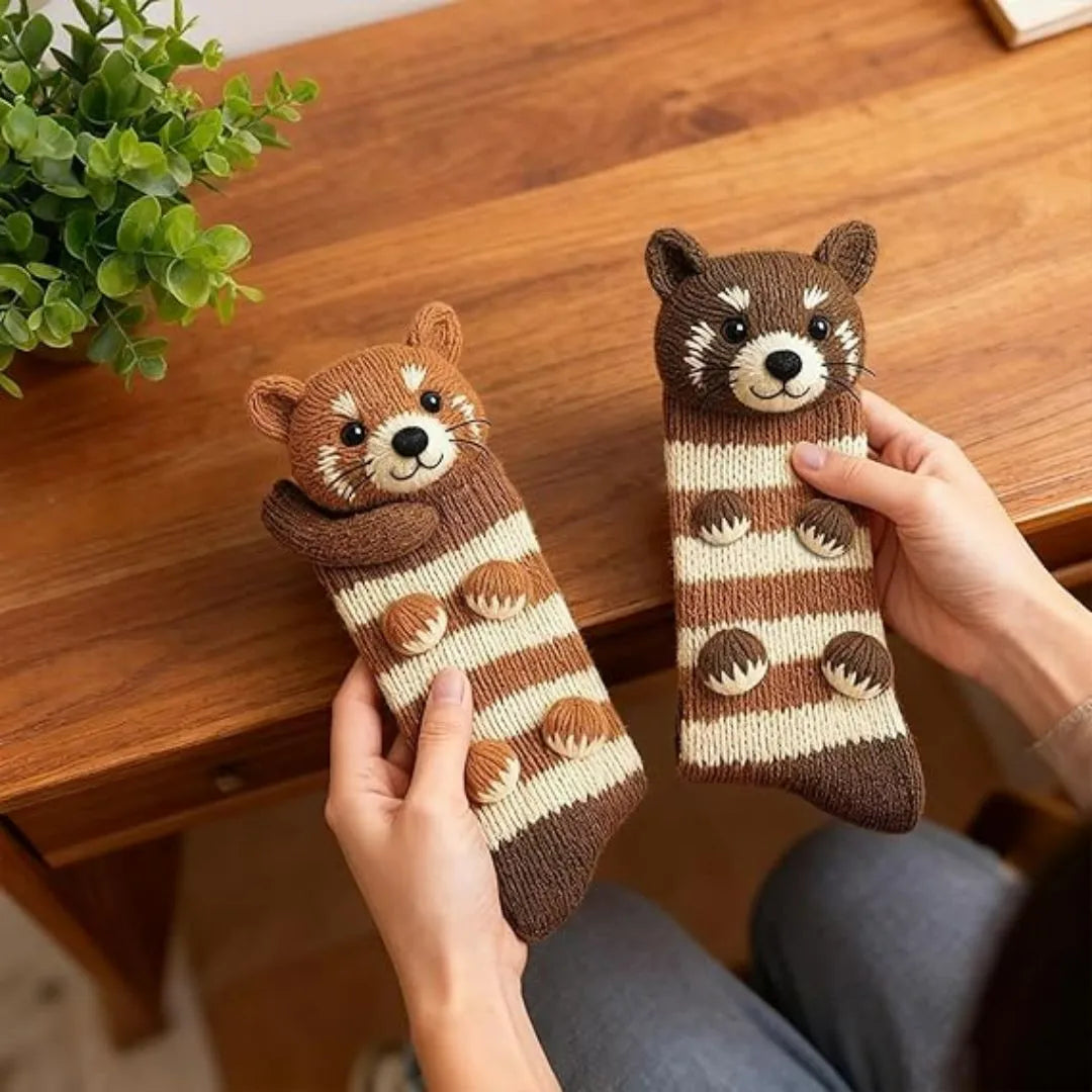 Verwarmde knuffelsokken in grappige diermotieven voor koude voeten thuis unisex comfort warm pluche sloffen | Sulvida