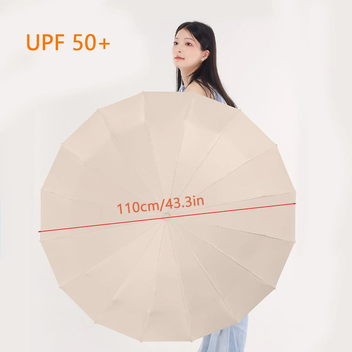 Parapluie anti-tempête 192 baleines avec armature renforcée, ouverture automatique et résistance au vent, diamètre de 120 cm | Sulvida