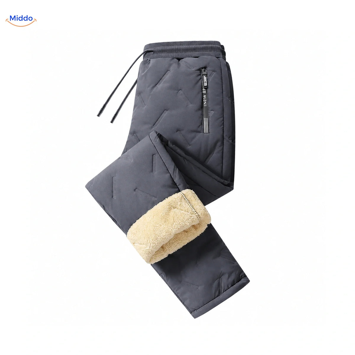 Gevoerde Winterbroek Heren Zwart Grijs Teddy Voering Rechte Pijpen Ribboord Elastische Taille Comfortabel M-7XL | Sulvida