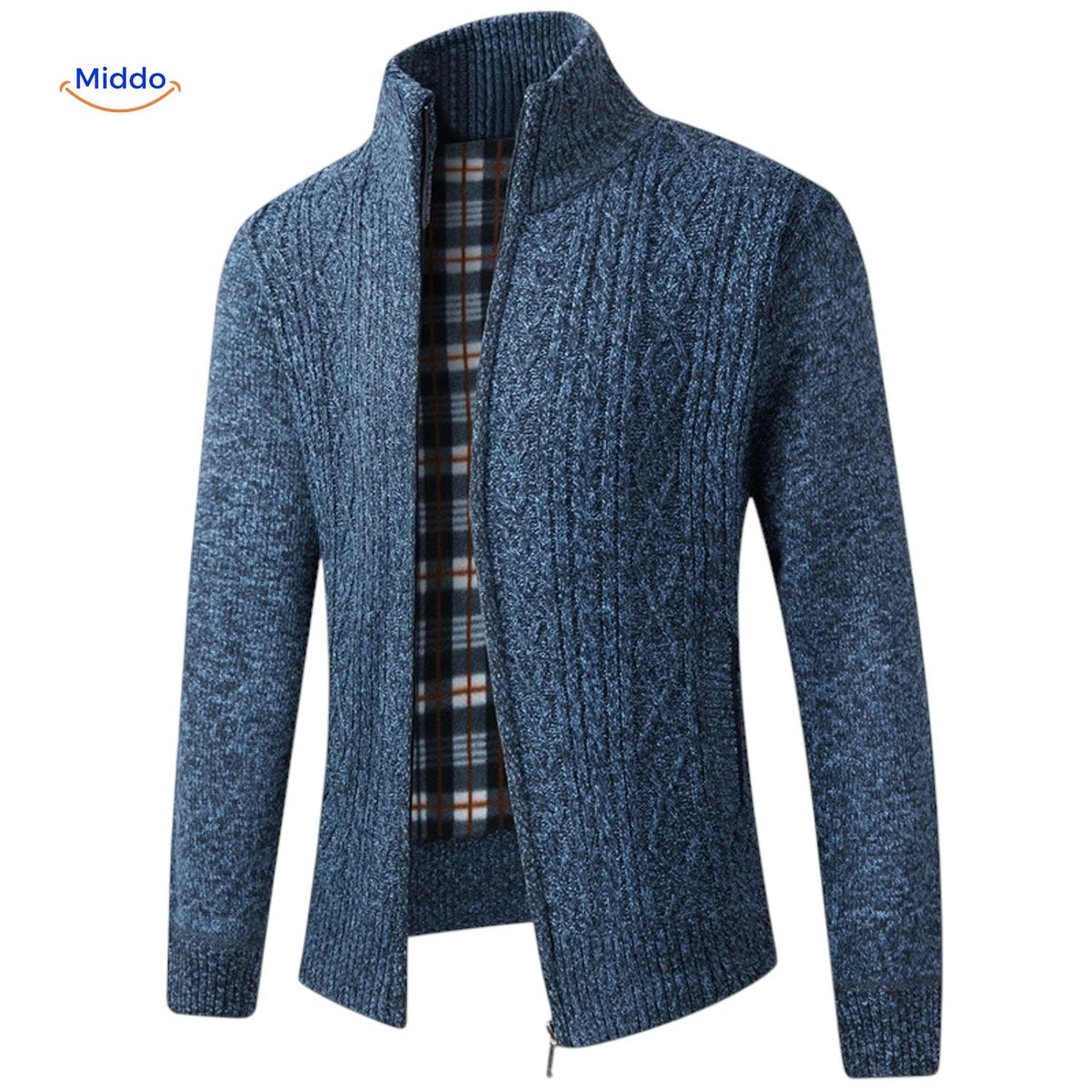 Gebreid heren vest gevoerd warm ribboorden ritssluiting casual bovenlaag elegante pasvorm herfst winter | Sulvida