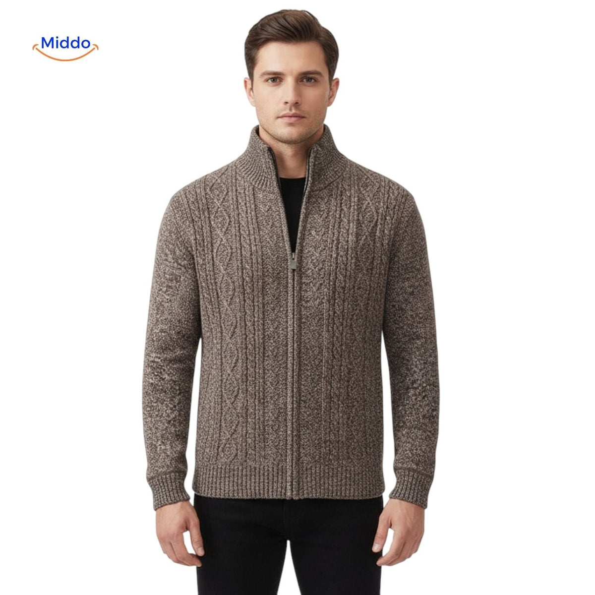 Gebreid heren vest gevoerd warm ribboorden ritssluiting casual bovenlaag elegante pasvorm herfst winter | Sulvida
