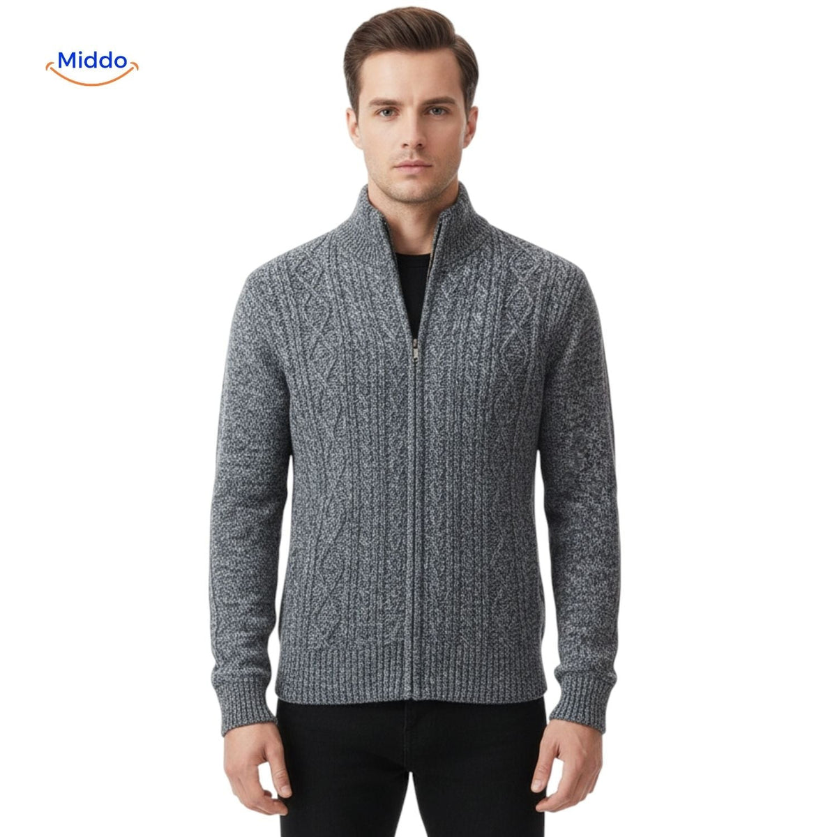 Gebreid heren vest gevoerd warm ribboorden ritssluiting casual bovenlaag elegante pasvorm herfst winter | Sulvida