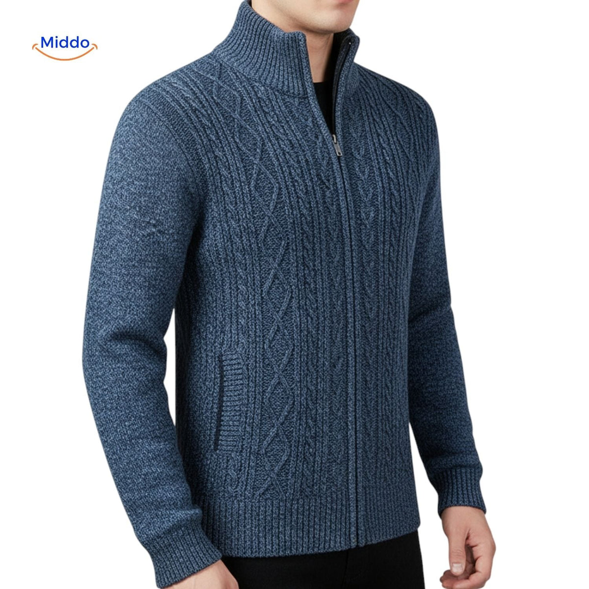 Gebreid heren vest gevoerd warm ribboorden ritssluiting casual bovenlaag elegante pasvorm herfst winter | Sulvida