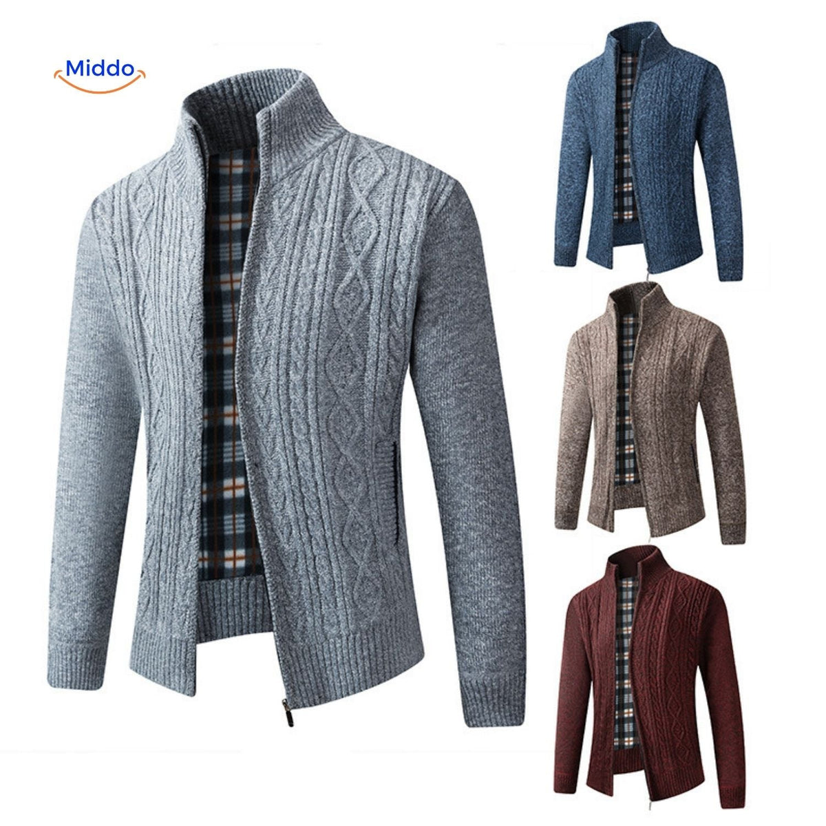 Gebreid heren vest gevoerd warm ribboorden ritssluiting casual bovenlaag elegante pasvorm herfst winter | Sulvida