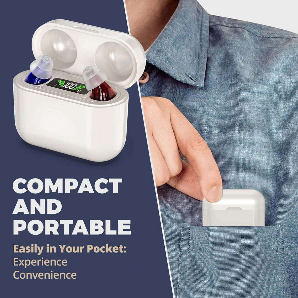 Oplaadbaar Gehoorapparaat Onzichtbaar Design Helder Geluid 30 Uur Batterij Comfortabele In-Ear Pasvorm | Sulvida