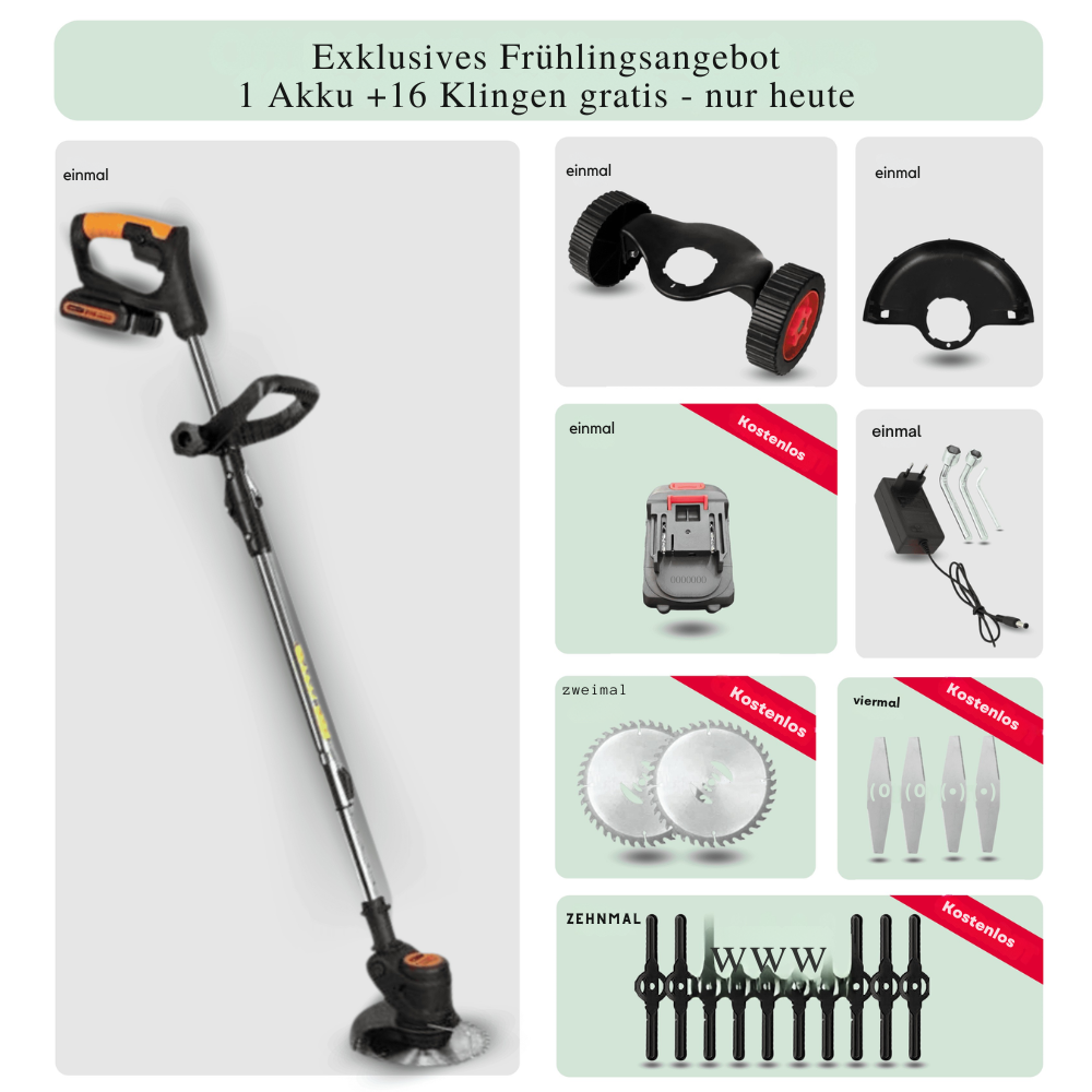 Draadloze Grastrimmer 21V 850W 3-in-1 Accu Trimmer Kantensnijder Gazonmaaier voor Tuin Gras Onkruid Onderhoud | Sulvida