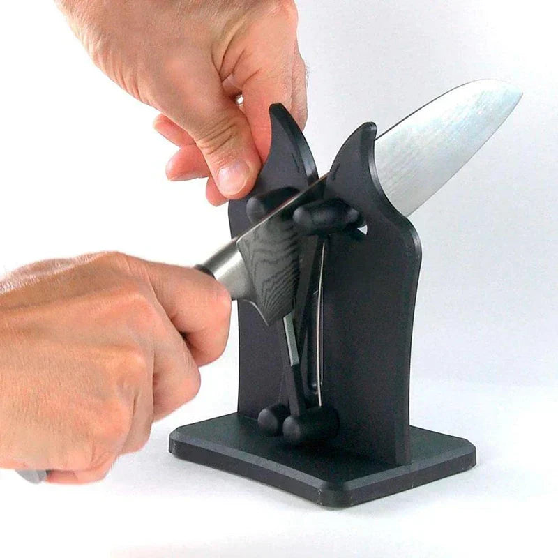 Drietraps Messenslijper Zwart Roestvrij Staal Professioneel Keukenmes Slijpen Compact Slim Design Scherp | Sulvida