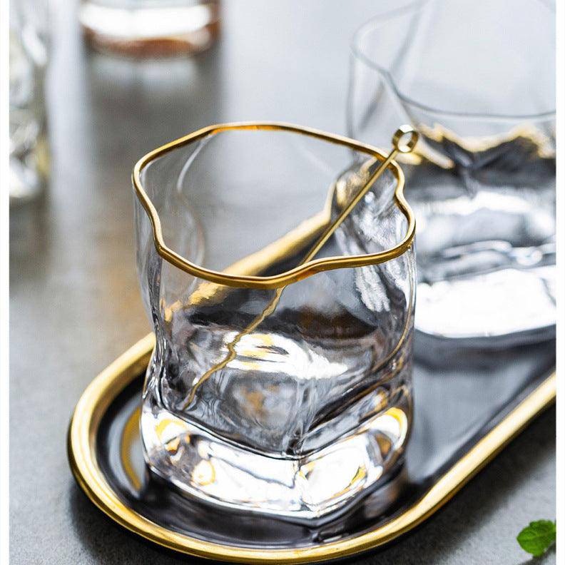 Japans Whiskyglas met Kristalreliëf en Vergulde Rand voor Stijlvol Genieten Thuis Whisky Cocktail Glas | Sulvida