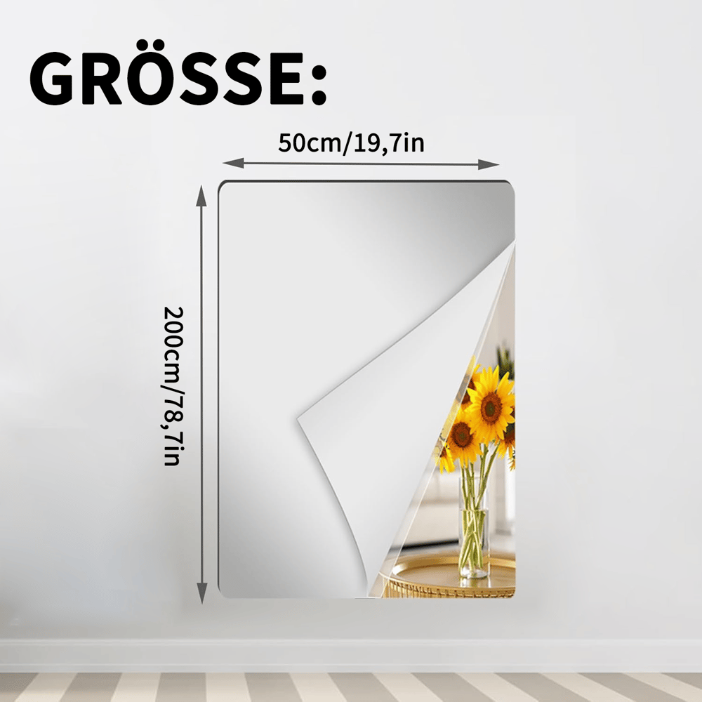 Buigbare Spiegelfolie 50×50 cm Flexibel Zelfklevend Plexiglas Veilig Spiegelvel Breukbestendig Decoratie | Sulvida