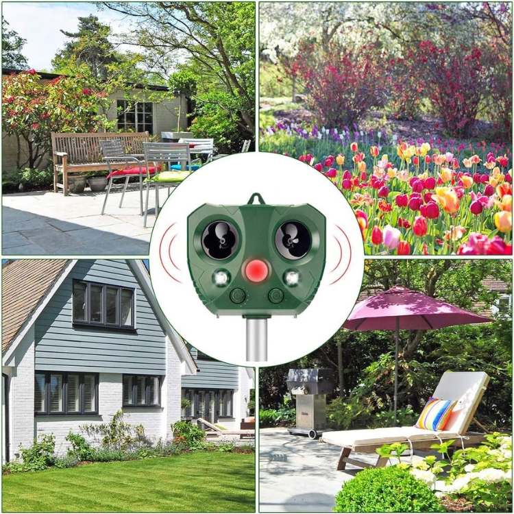Ultrasonische Dierenverschrikker met Bewegingssensor 110° voor Tuin tegen Vogels Ongedierte op Zonne-energie | Sulvida