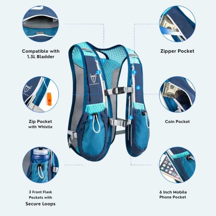 Hardloopvest met hydratatie lichtgewicht mesh ergonomisch verstelbaar reflecterende strips trail running | Sulvida