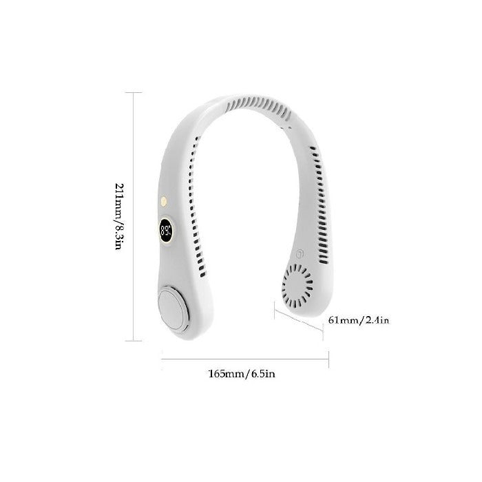 Draagbare Nekventilator Oplaadbaar 5 Snelheden Handsfree Design Koeling Onderweg Zwart Wit Roze Blauw Groen | Sulvida