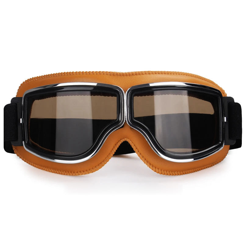 Motorgoggles Over Bril Aviator UV-bescherming Stofdicht Retro Sport Leren Beschermbril voor Motor Fiets | Sulvida