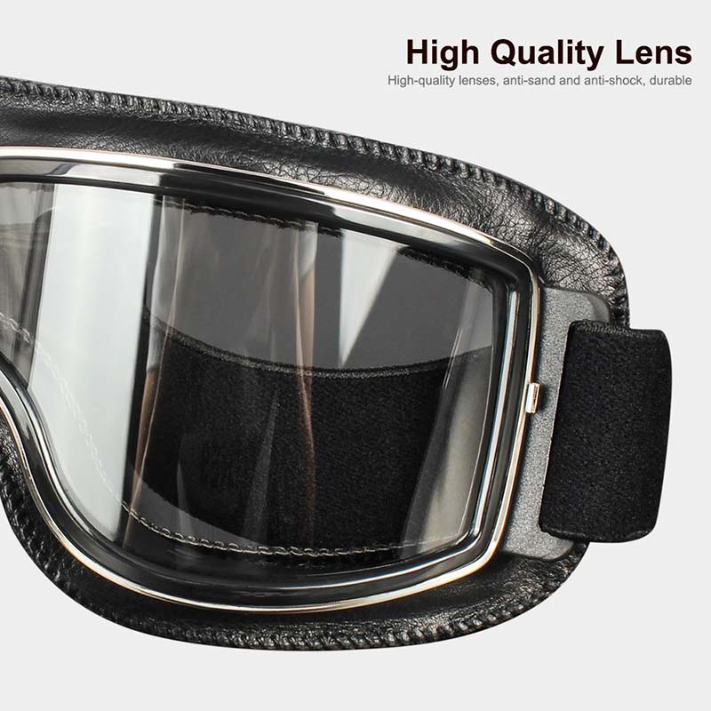 Motorgoggles Over Bril Aviator UV-bescherming Stofdicht Retro Sport Leren Beschermbril voor Motor Fiets | Sulvida