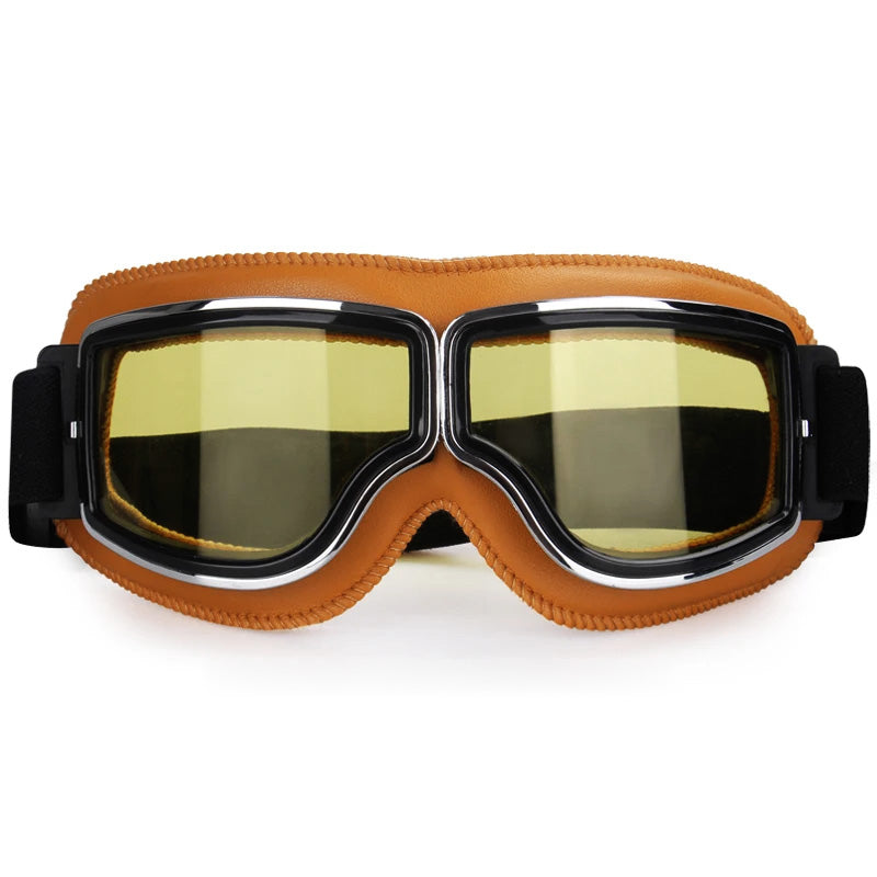 Motorgoggles Over Bril Aviator UV-bescherming Stofdicht Retro Sport Leren Beschermbril voor Motor Fiets | Sulvida