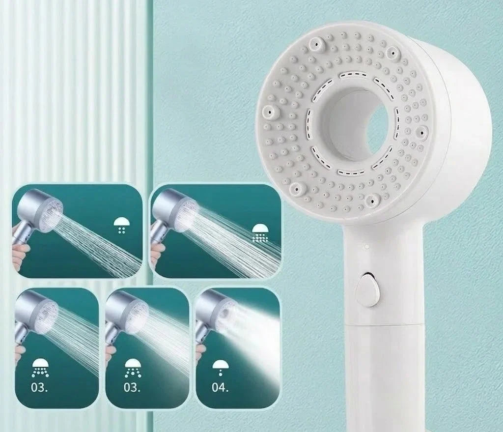 Handdouche met vijf standen en drukversterkende functie voor intensieve sproei en comfortabel douchen | Sulvida