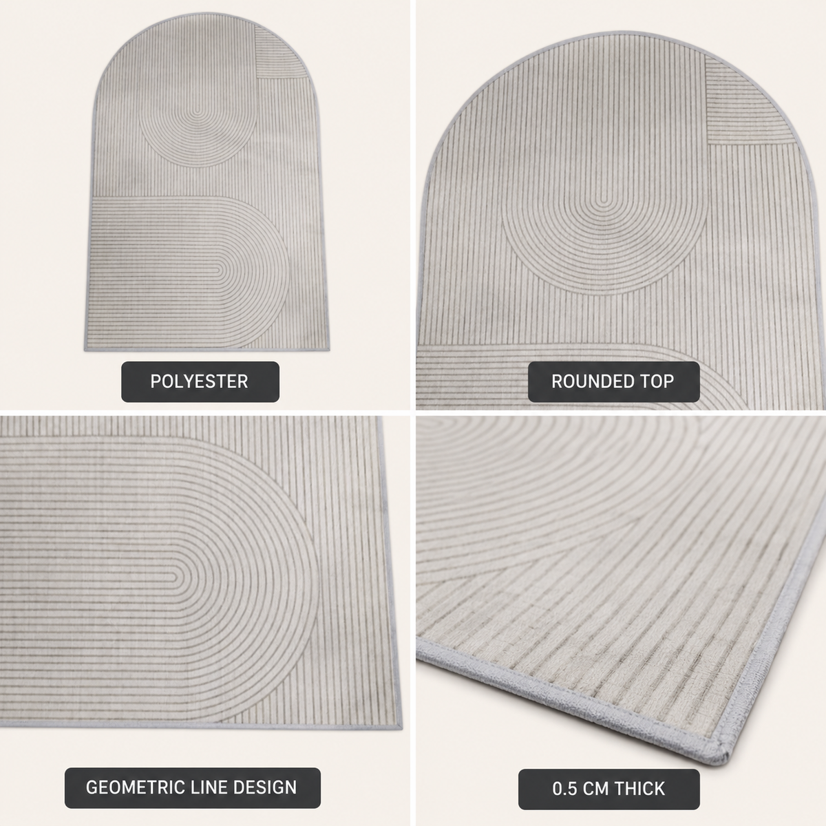 Tapis de protection de sol en polyester pour chaise de bureau, antidérapant, pour bureau et espace de travail, 80-160 cm, taupe, gris, beige, crème | Sulvida