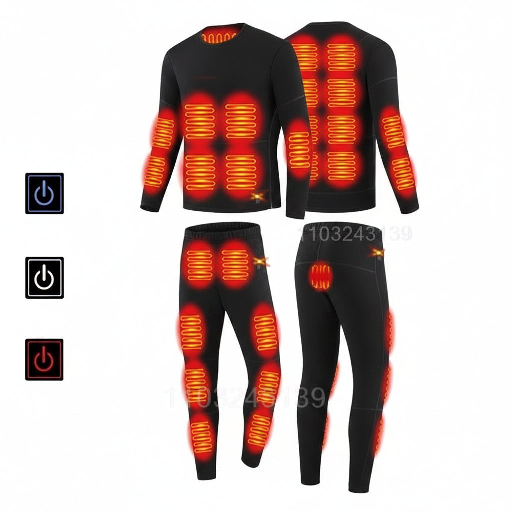 Thermische Ondergoedset USB Verwarmd Heren Dames Meerdere Verwarmingszones Wintersport Outdoor Skiën Wandelen | Sulvida
