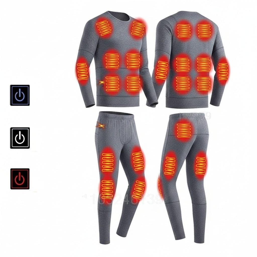 Thermische Ondergoedset USB Verwarmd Heren Dames Meerdere Verwarmingszones Wintersport Outdoor Skiën Wandelen | Sulvida
