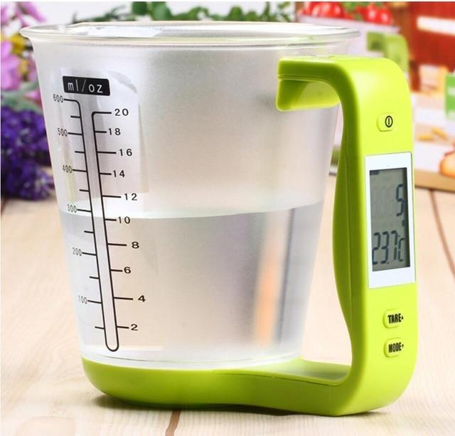 Digitale Meetbeker met Keukenweegschaal 1000 gram Precisie Kook Bakaccessoire Zwart Transparant Groen Display | Sulvida