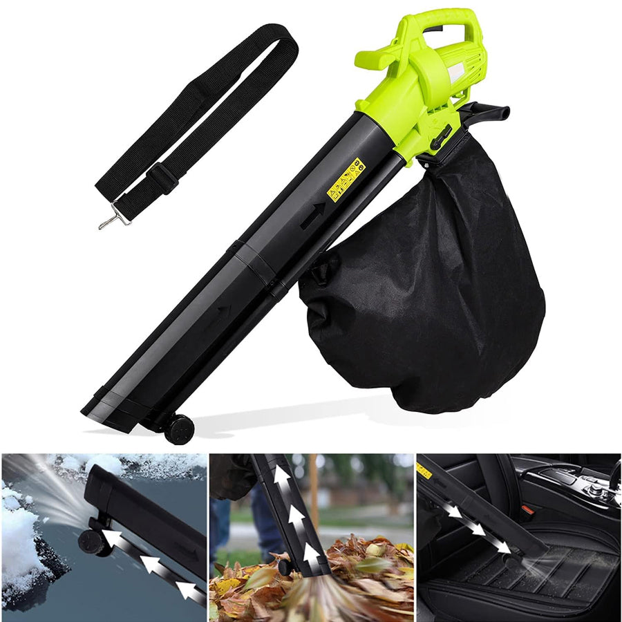 Aspirateur de feuilles sans fil avec broyeur, 3-en-1, aspirateur de jardin, souffleur et broyeur de feuilles, pour le nettoyage du jardin | Sulvida