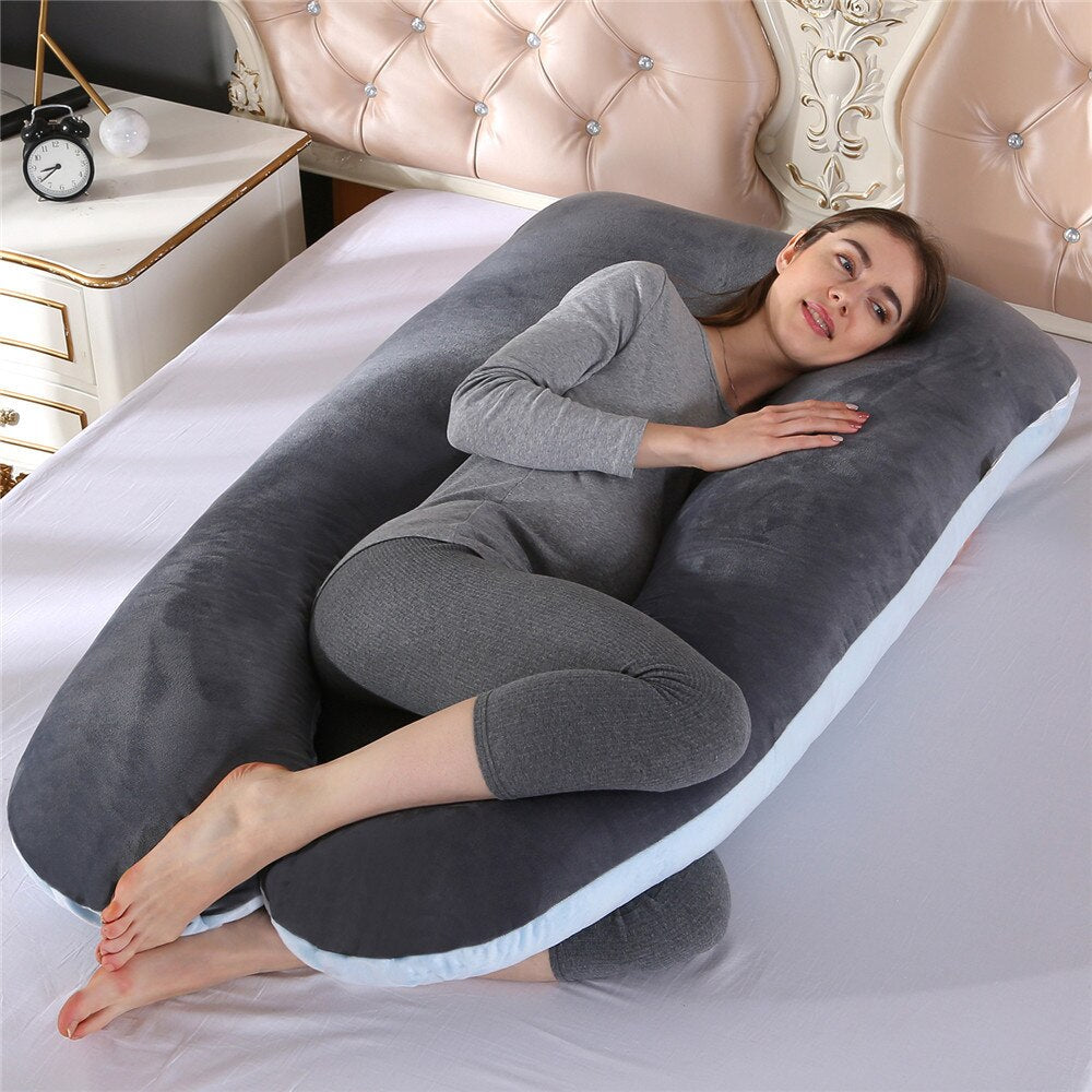 Coussin de corps pour dormir sur le côté, ergonomique et offrant un bon soutien, 130x70 cm, coussin de grossesse en forme de U, soutien complet | Sulvida