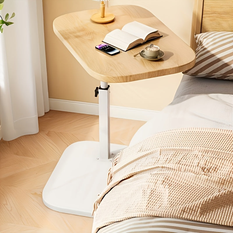 In hoogte verstelbare bijzettafel met houten blad metalen frame voor woonkamer slaapkamer en kantoor | Sulvida