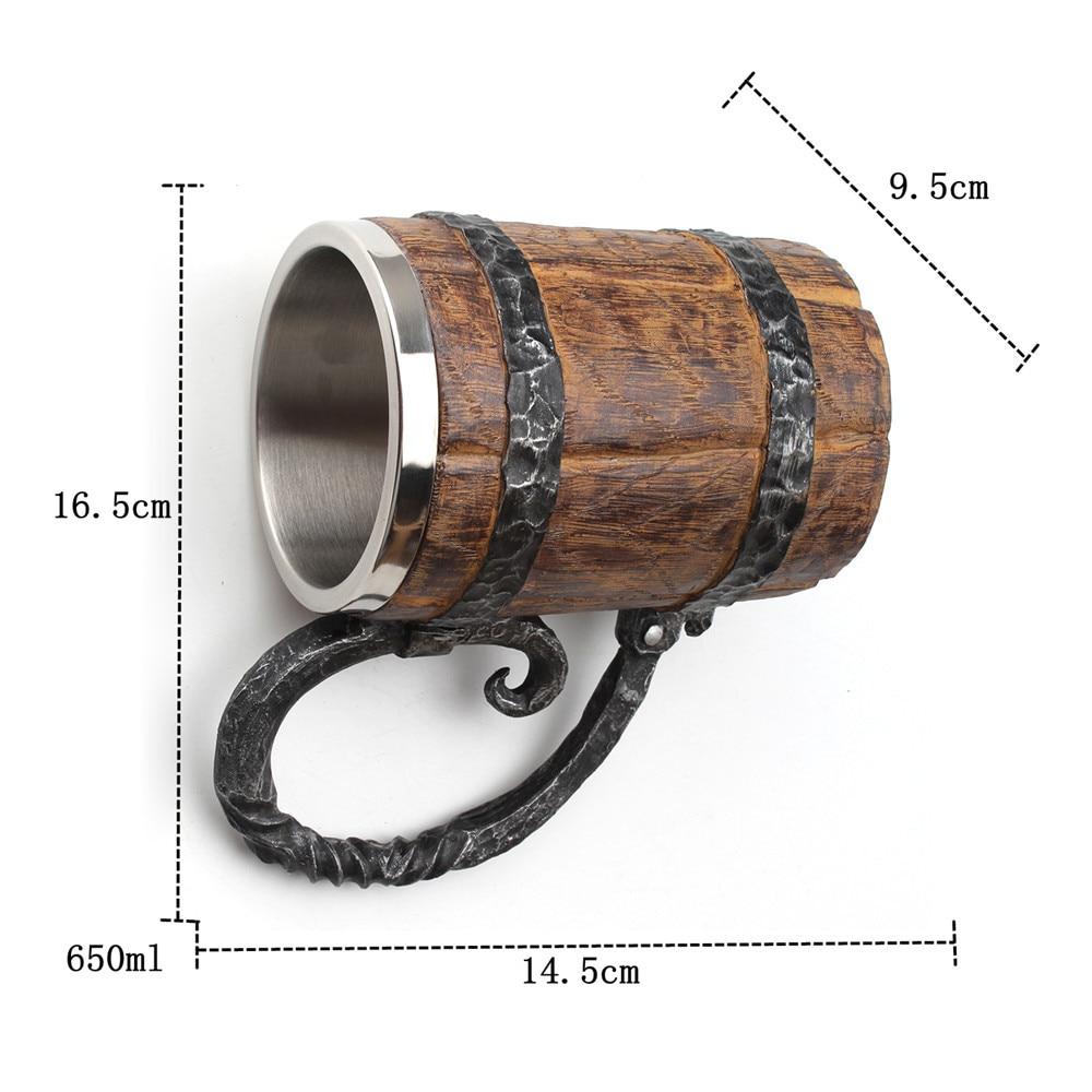 Isolierter Trinkbecher mit Wikinger-Motiven, Edelstahl, doppelwandig, 650 ml, mit Griff, hält Getränke warm oder kalt | Sulvida