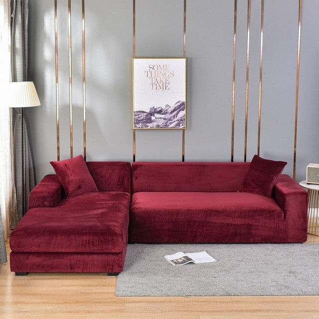 Elastische Bankhoes Fluweel Volledige Bescherming 1-4 Zits Wasbaar Vlekbestendig Huisdieren Stretch Sofa Cover | Sulvida