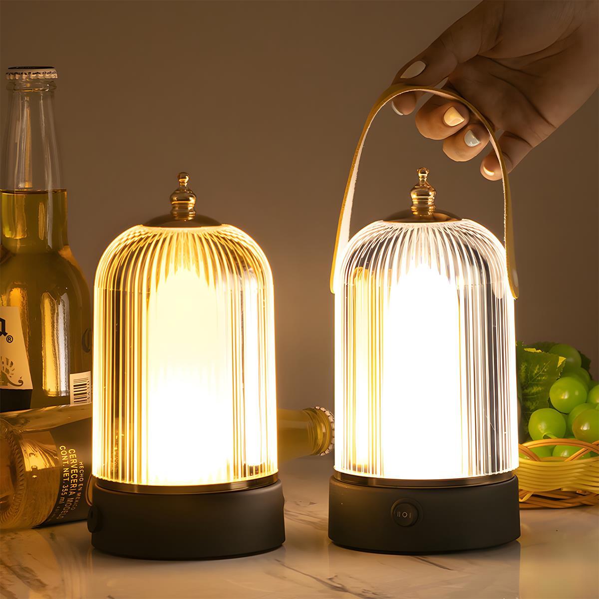 Draagbare Sfeerverlichting Dimbaar Oplaadbaar Metaal Vintage Touch Tafellamp voor Slaapkamer Woonkamer | Sulvida
