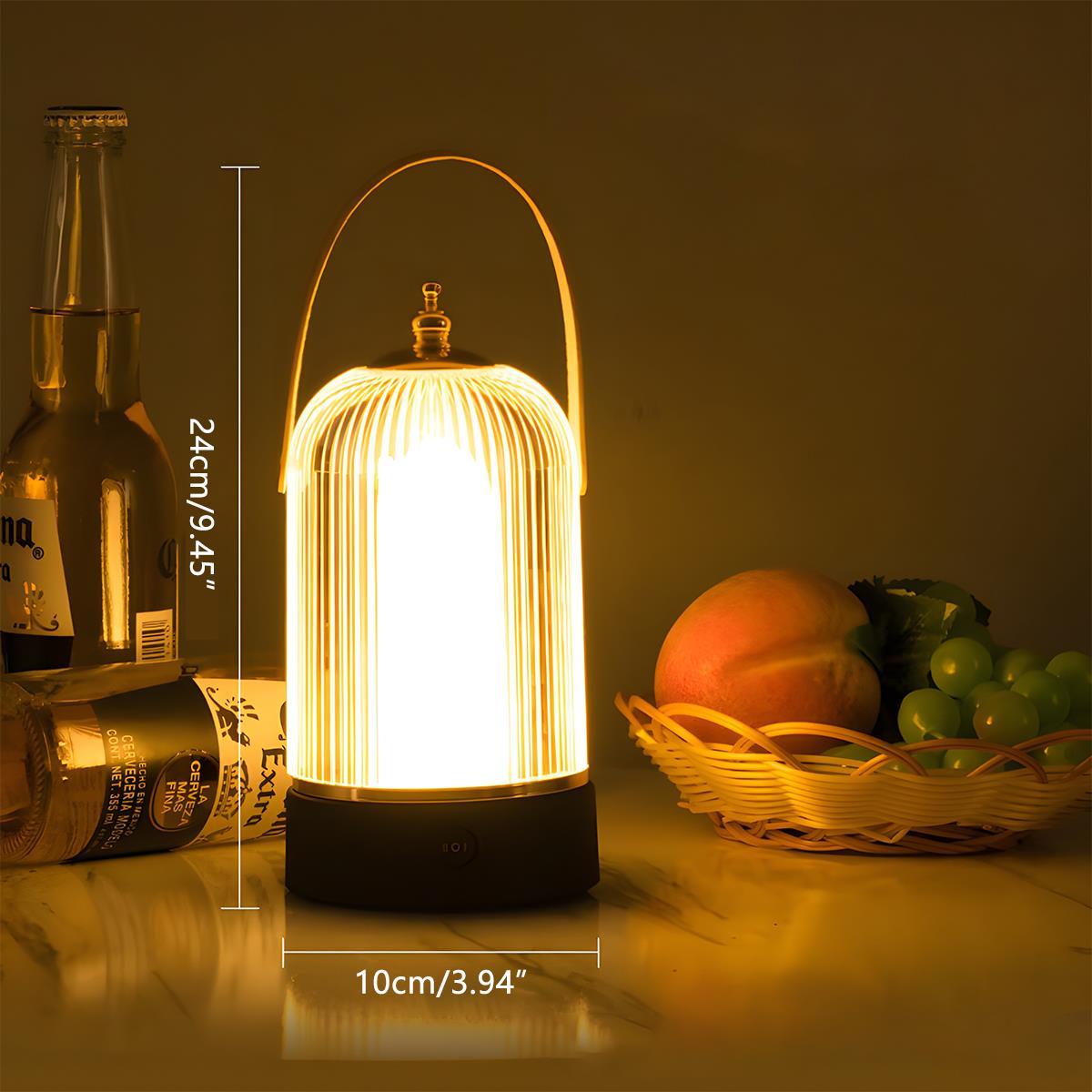 Draagbare Sfeerverlichting Dimbaar Oplaadbaar Metaal Vintage Touch Tafellamp voor Slaapkamer Woonkamer | Sulvida
