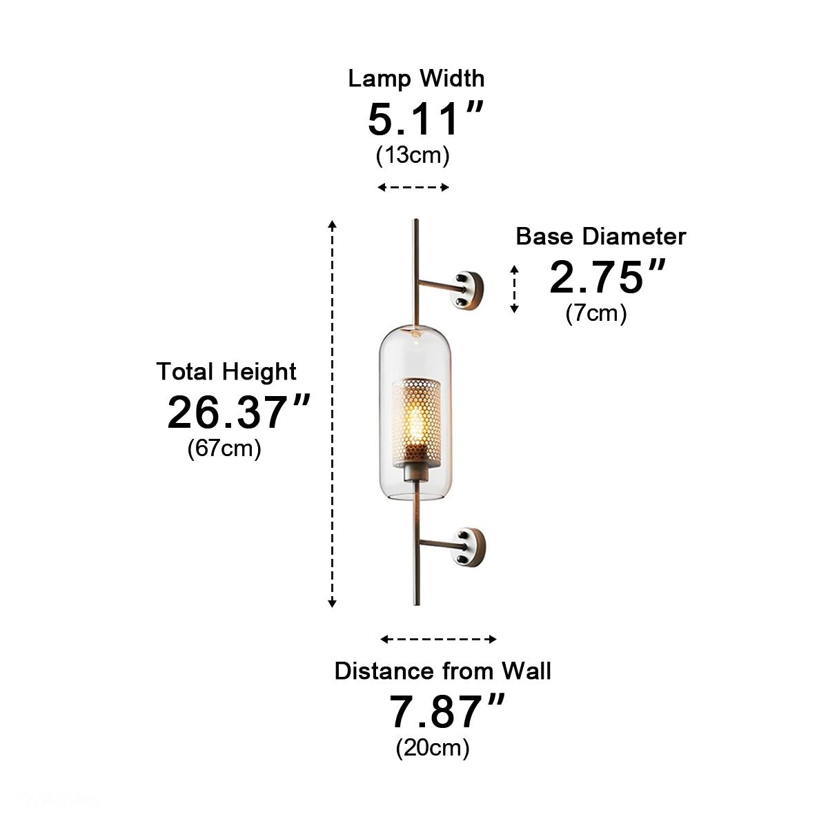 Wandlamp Industrieel Glas Cilinder Warmwit LED E27 Brons Zilver Zwart Gang Woonkamer Slaapkamer Verlichting | Sulvida