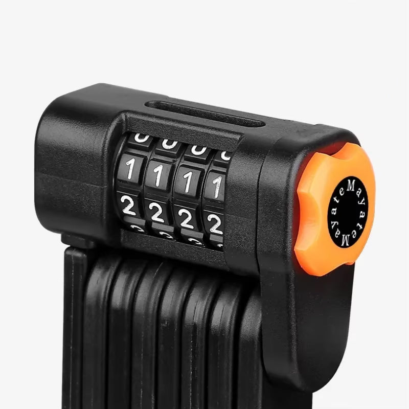 Antivol pliable pour vélo à code, en acier noir, compact et sûr, code à 4 chiffres | Sulvida