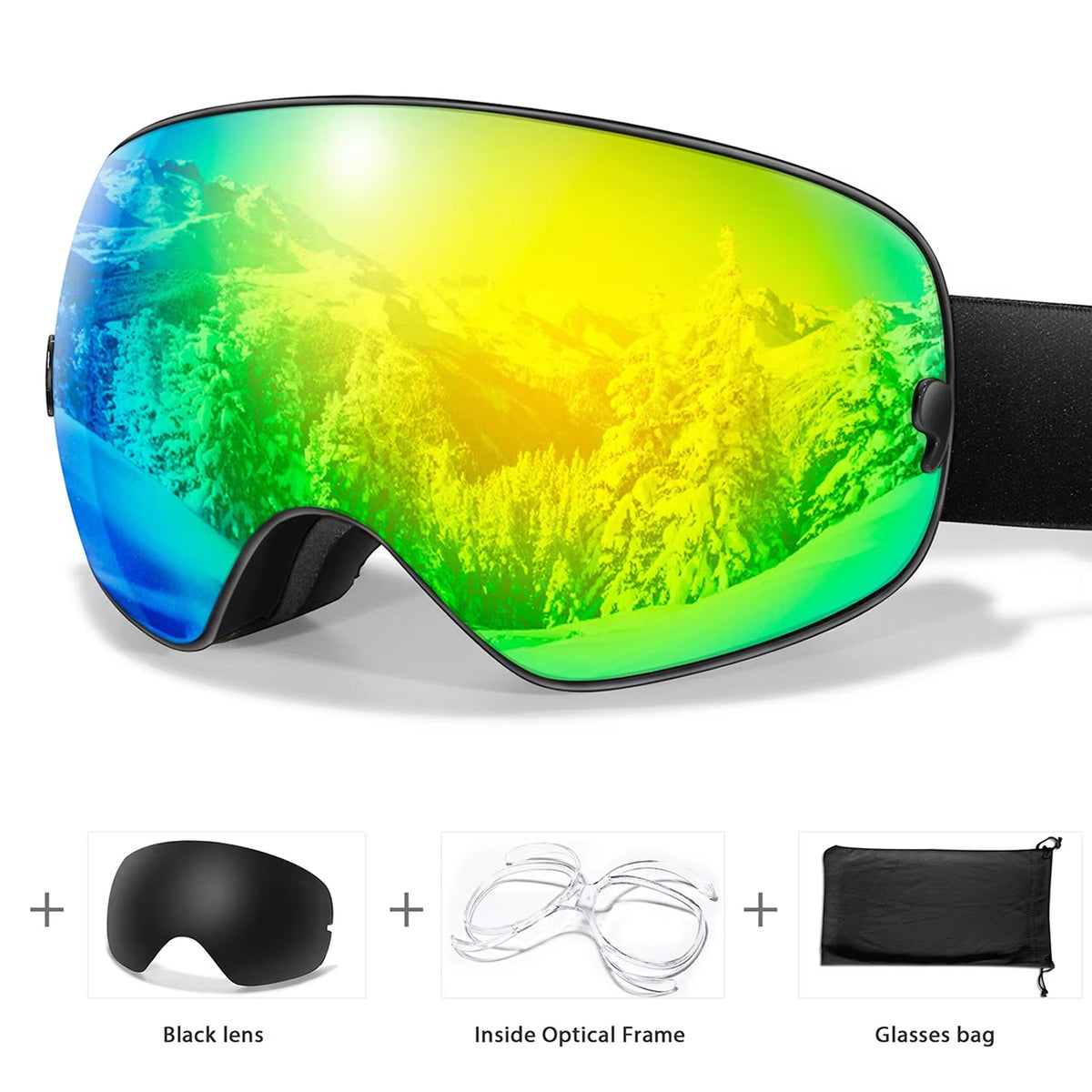 Masque de ski avec système antibuée et protection UV400, pour snowboard, ski et sports d’hiver, unisexe, sûr et offrant une vision claire | Sulvida