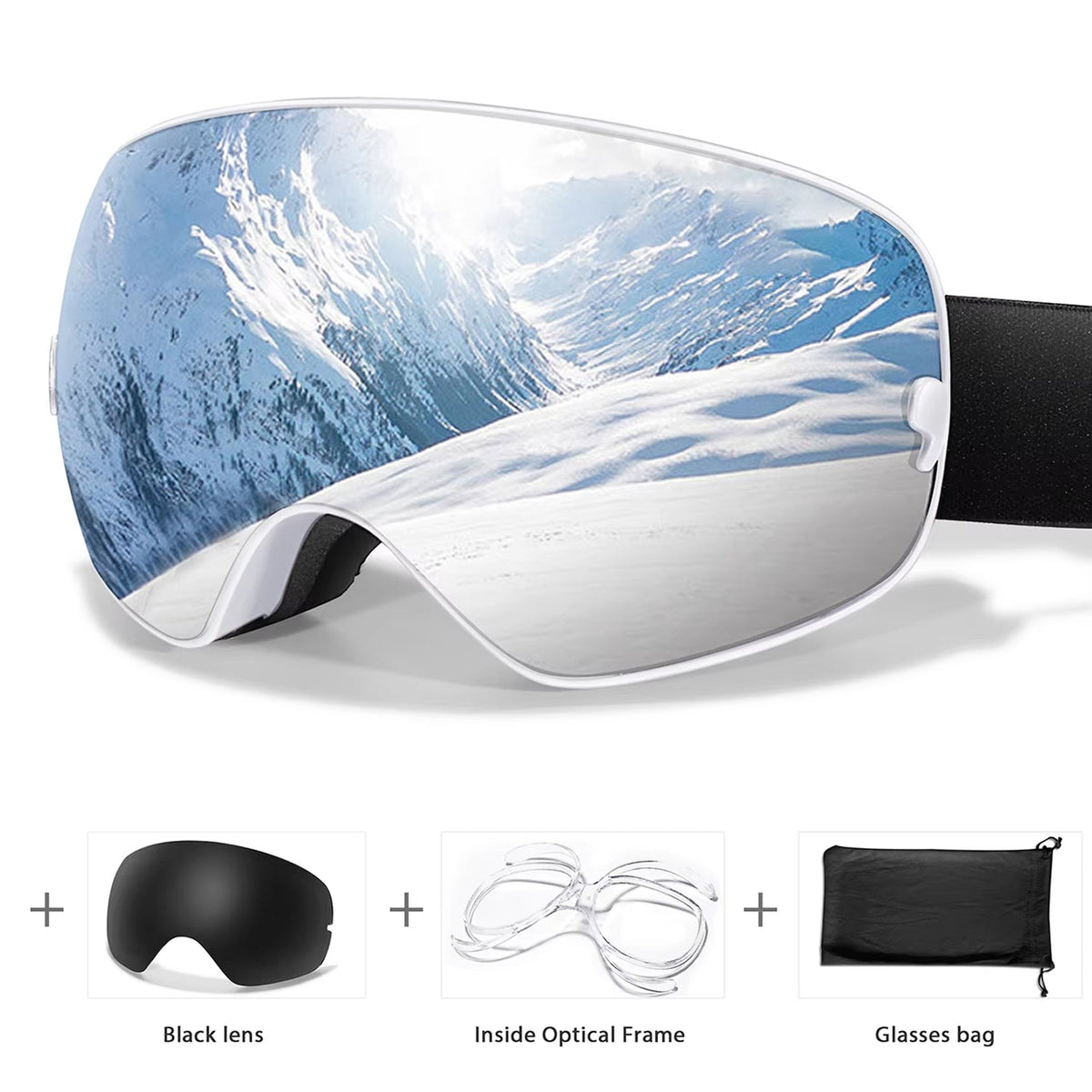Masque de ski avec système antibuée et protection UV400, pour snowboard, ski et sports d’hiver, unisexe, sûr et offrant une vision claire | Sulvida