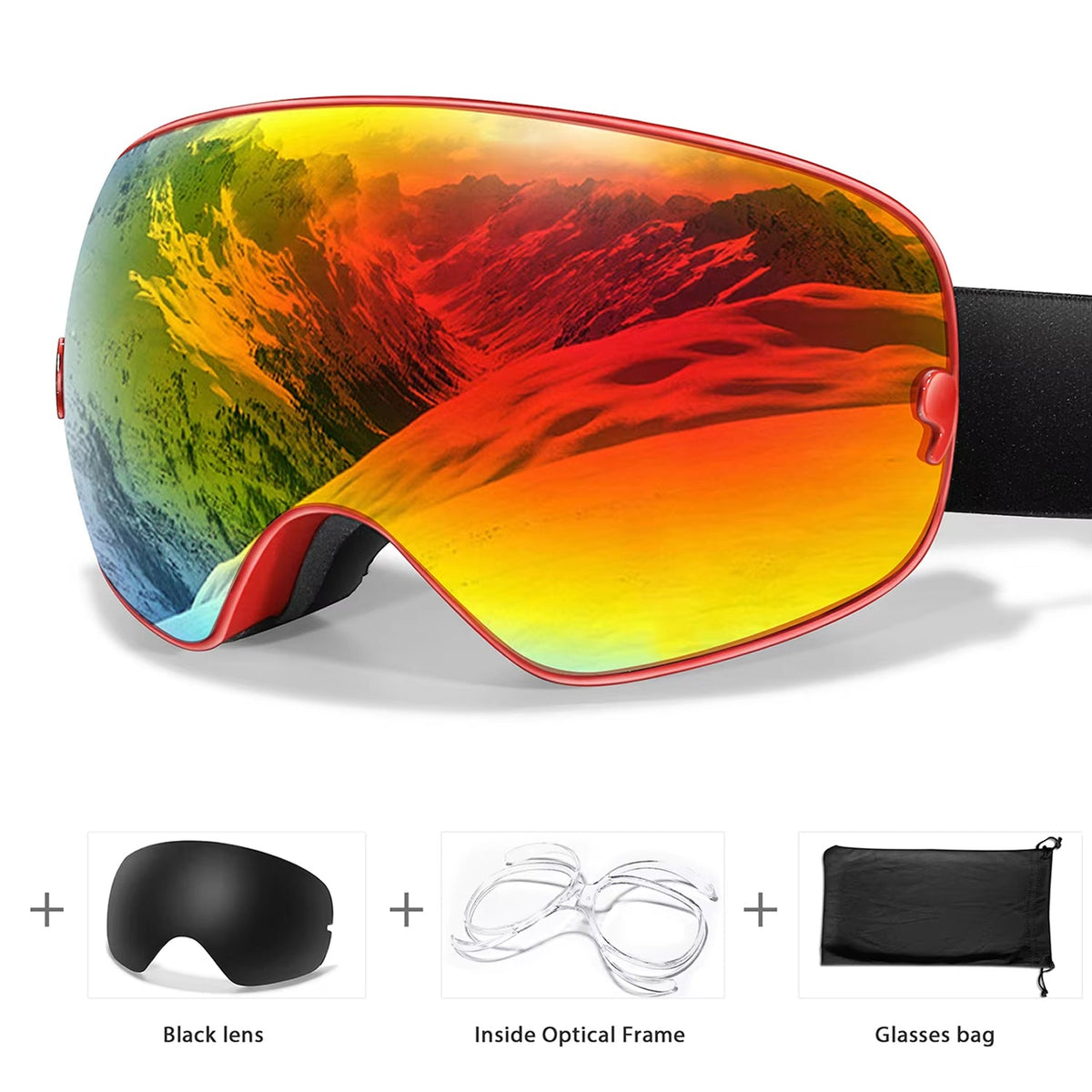 Masque de ski avec système antibuée et protection UV400, pour snowboard, ski et sports d’hiver, unisexe, sûr et offrant une vision claire | Sulvida