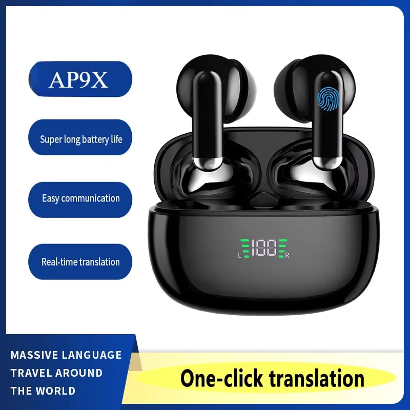 Écouteurs traducteurs sans fil, 144 langues, traduction en temps réel, réduction du bruit, Bluetooth 5.3, communication internationale | Sulvida