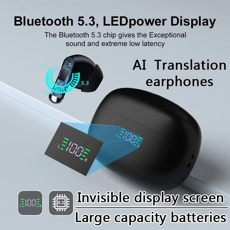 Écouteurs traducteurs sans fil, 144 langues, traduction en temps réel, réduction du bruit, Bluetooth 5.3, communication internationale | Sulvida
