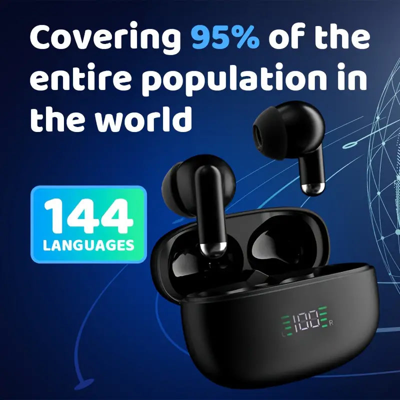 Écouteurs traducteurs sans fil, 144 langues, traduction en temps réel, réduction du bruit, Bluetooth 5.3, communication internationale | Sulvida