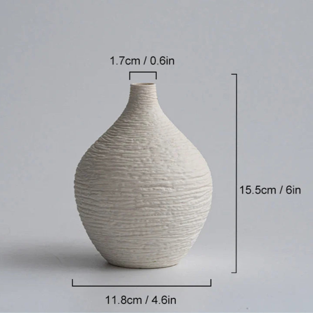 Handgemaakte Keramiek Vaas Zwart Wit Mat Scandinavisch Design voor Droogbloemen & Kunstbloemen Tafel Decoratie | Sulvida
