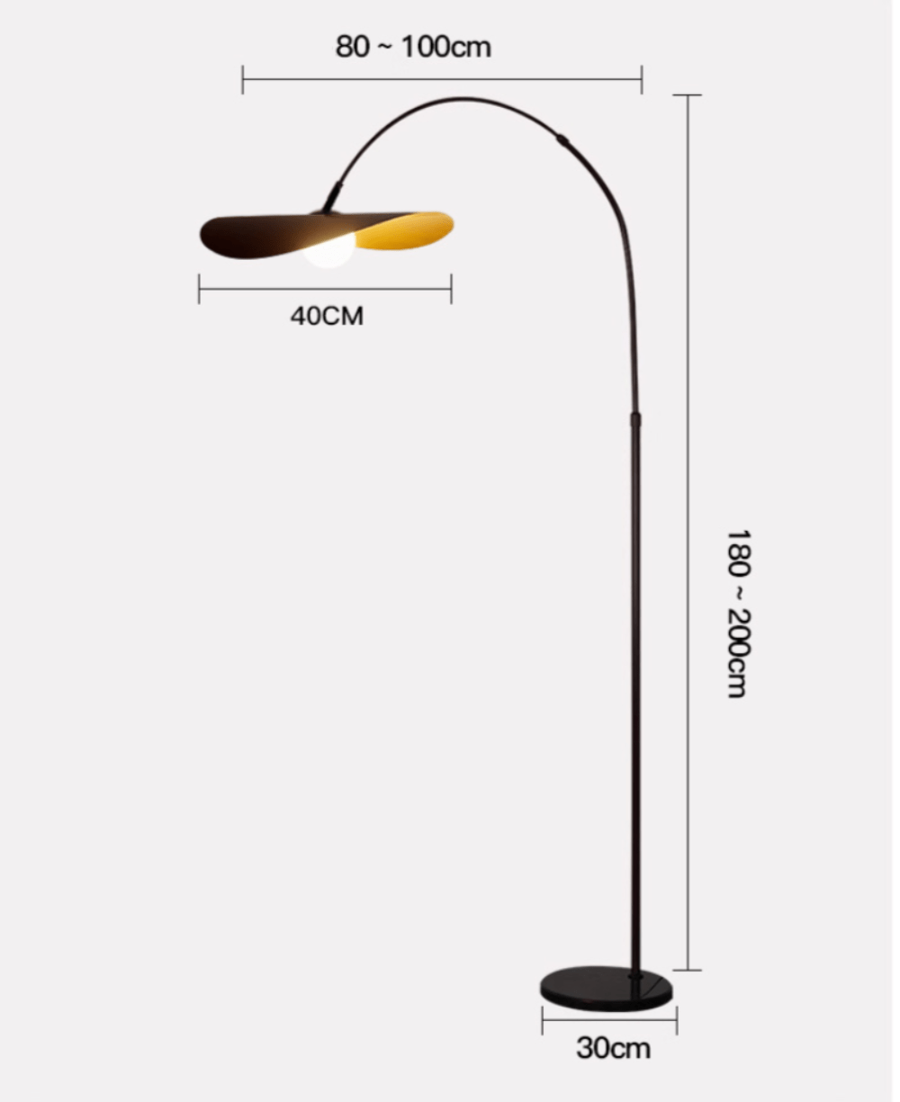 Vloerlamp ijzer acryl LED zwart goud dimbaar 40×180-200cm sfeerverlichting wabi sabi design woonkamer | Sulvida
