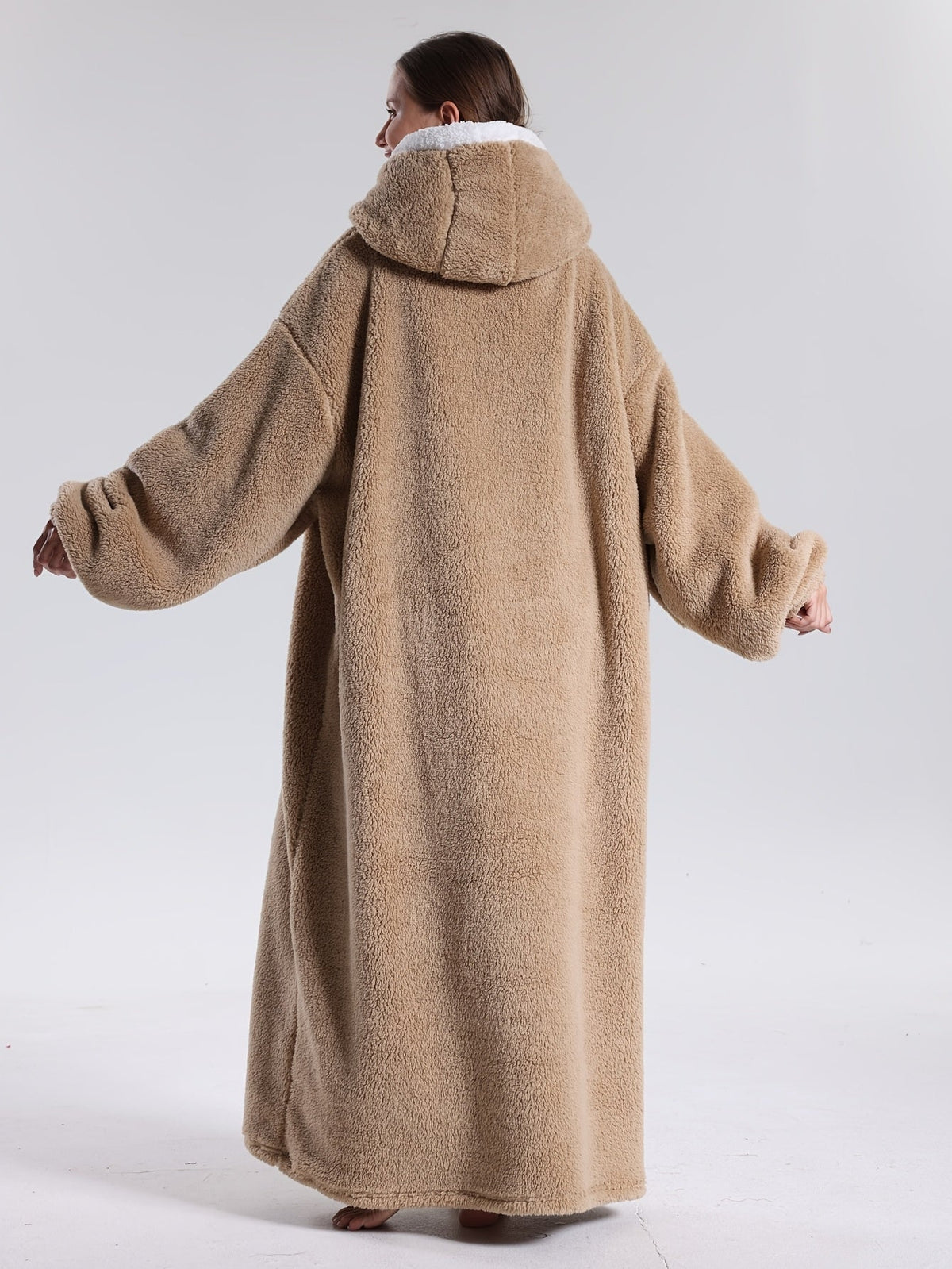 Draagbare Hoodie Deken met Mouwen en Capuchon – Fleece Deken Trui voor Warme Avonden op de Bank, 140 cm | Sulvida