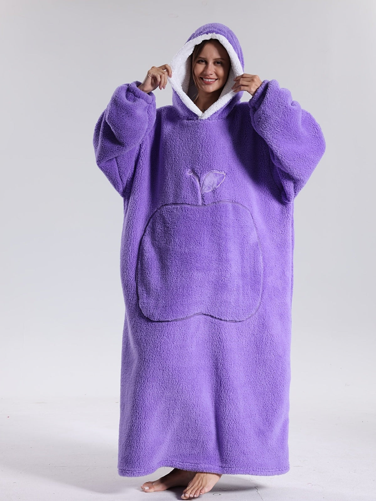 Draagbare Hoodie Deken met Mouwen en Capuchon – Fleece Deken Trui voor Warme Avonden op de Bank, 140 cm | Sulvida