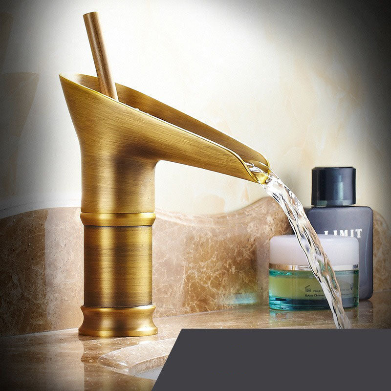 Kraan voor Wastafel Klassiek Vintage Messing Waterval Eengats Koud Water Antiek Badkamer Retro Nostalgisch | Sulvida