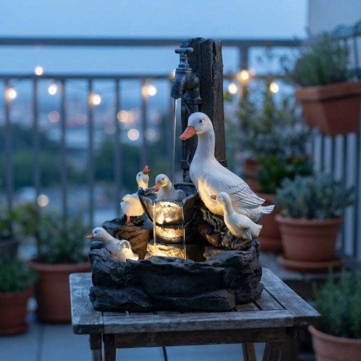 Solarbrunnen met dierenfiguur en LED-verlichting voor tuin terras balkon decoratieve fontein waterornament | Sulvida