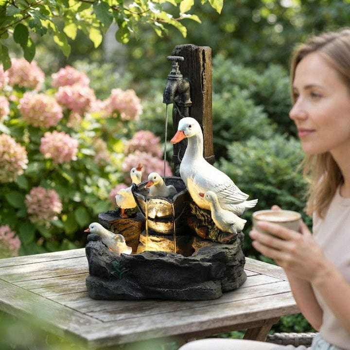 Solarbrunnen met dierenfiguur en LED-verlichting voor tuin terras balkon decoratieve fontein waterornament | Sulvida