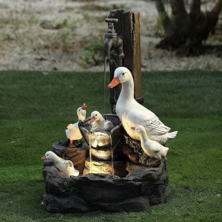 Solarbrunnen met dierenfiguur en LED-verlichting voor tuin terras balkon decoratieve fontein waterornament | Sulvida