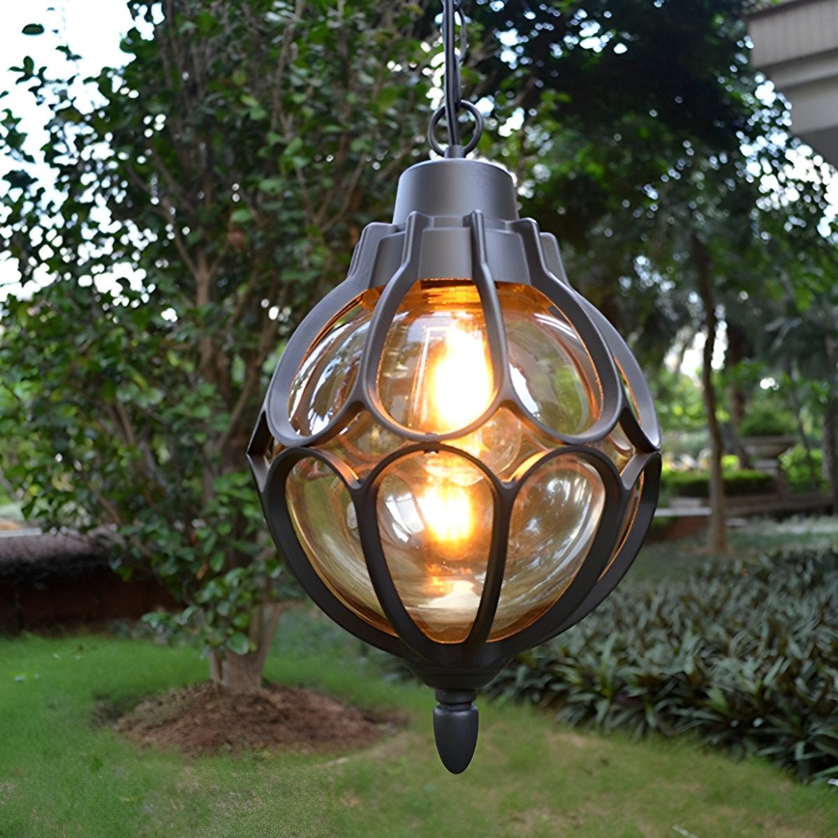 Buitenlamp Bol Glas Aluminium Hanglamp Waterdicht IP54 E27 Tuin Veranda Balkon Verlichting Verstelbaar | Sulvida