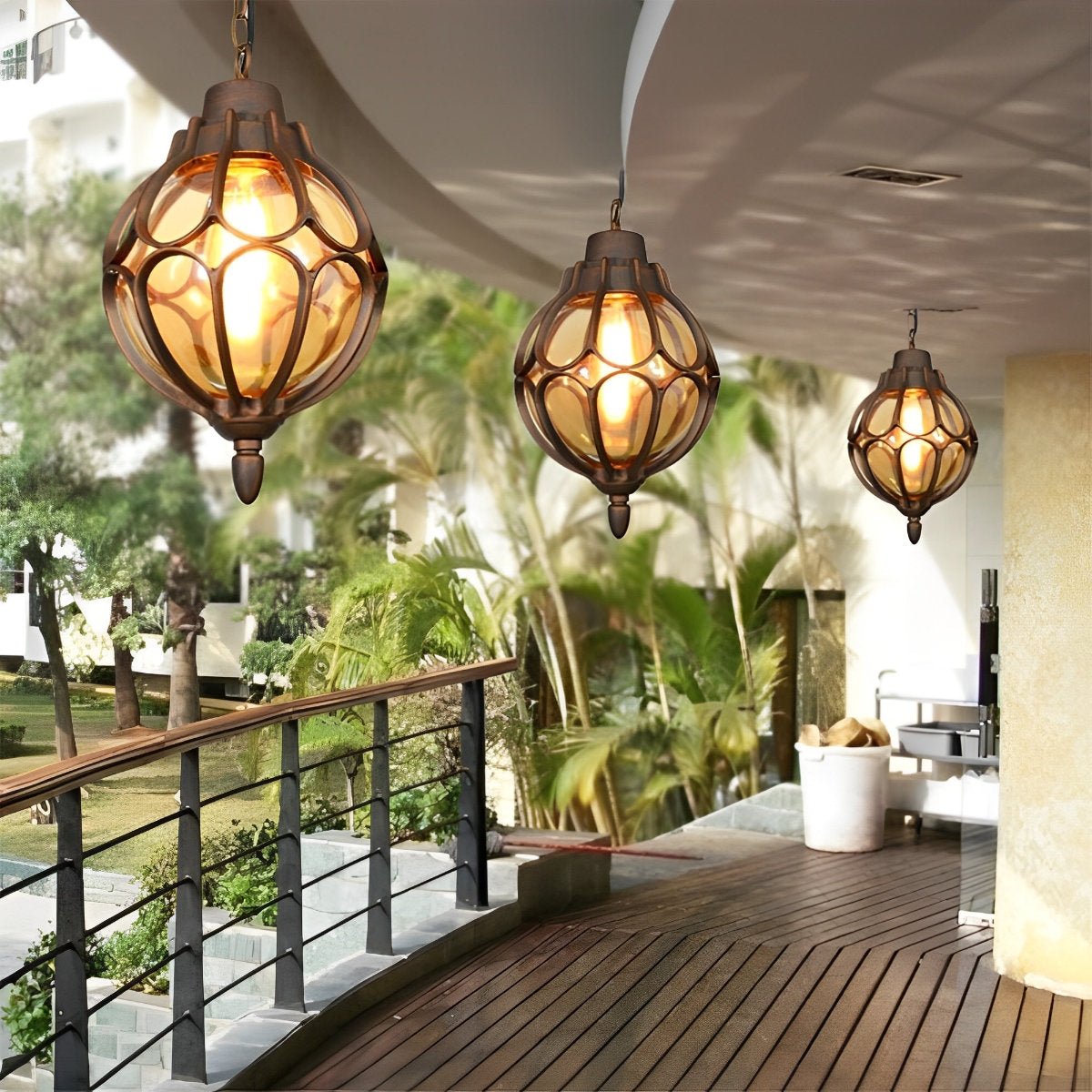 Buitenlamp Bol Glas Aluminium Hanglamp Waterdicht IP54 E27 Tuin Veranda Balkon Verlichting Verstelbaar | Sulvida