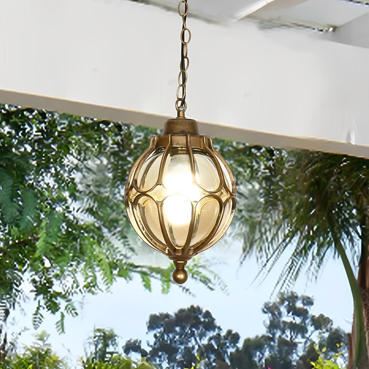 Buitenlamp Bol Glas Aluminium Hanglamp Waterdicht IP54 E27 Tuin Veranda Balkon Verlichting Verstelbaar | Sulvida